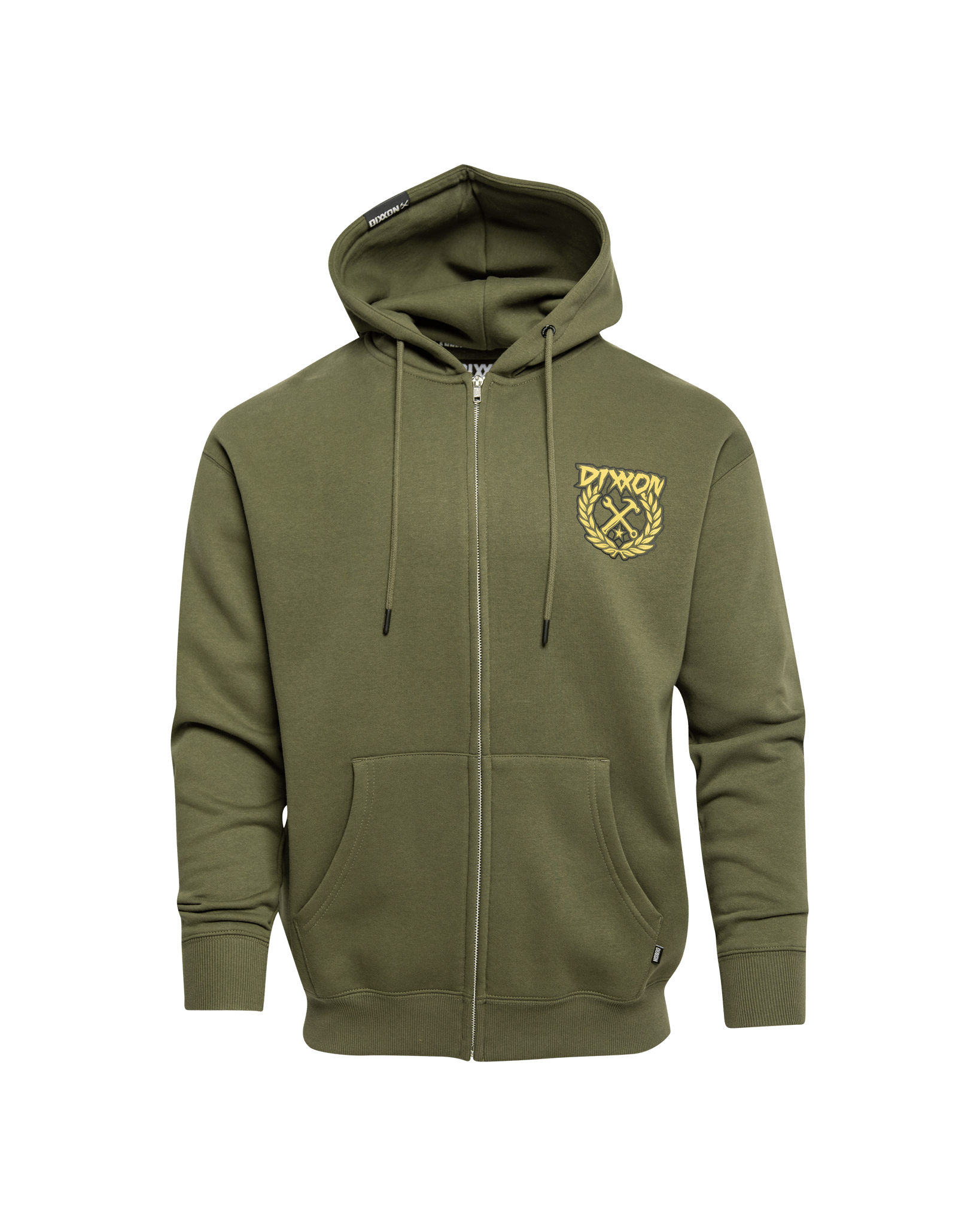 Men's Tan Sketchy Crest Zip Up Hoodie - O.D. Green | Dixxon