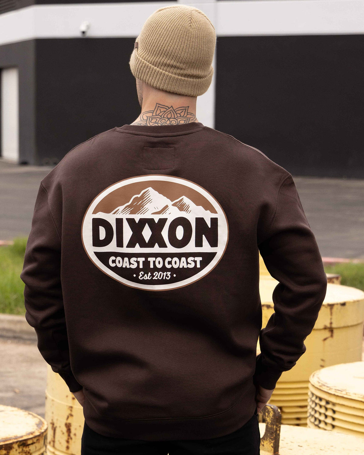Tan & White Peaks Crewneck - Brown - Dixxon Flannel Co. view 1