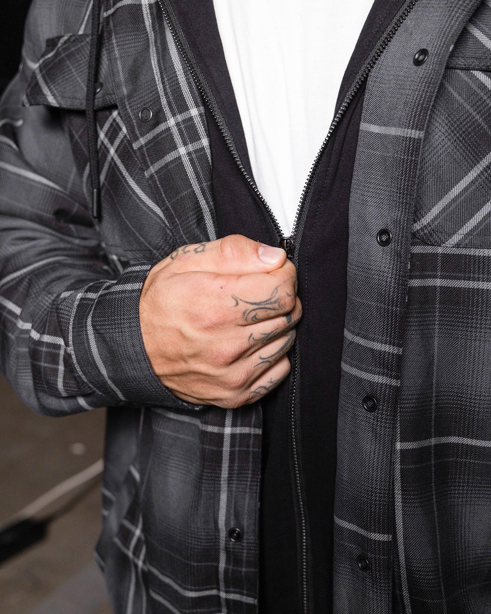 Ritual Hooded Flannel Jacket by Dixxon: Shop Now