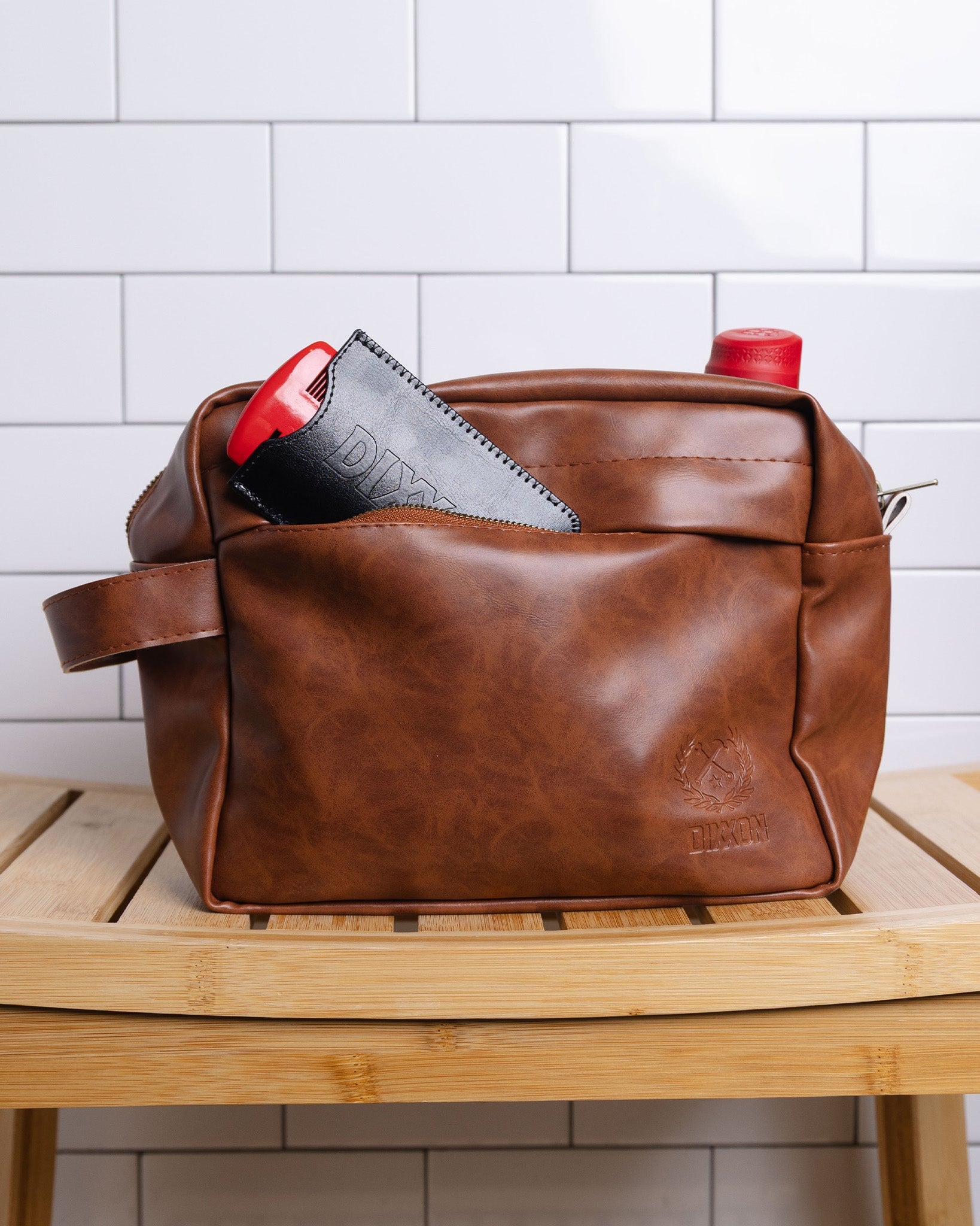 Toiletry Bag - Brown Leather - view 1