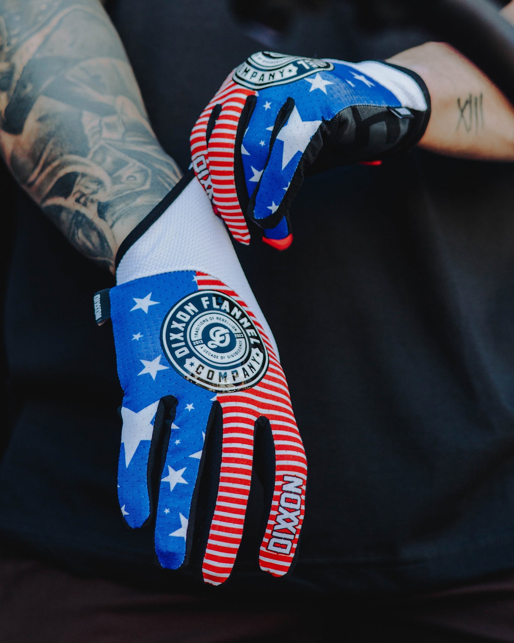 Traditions of Rebellion Moto Gloves - Red, White, & Blue - Dixxon Flannel Co.