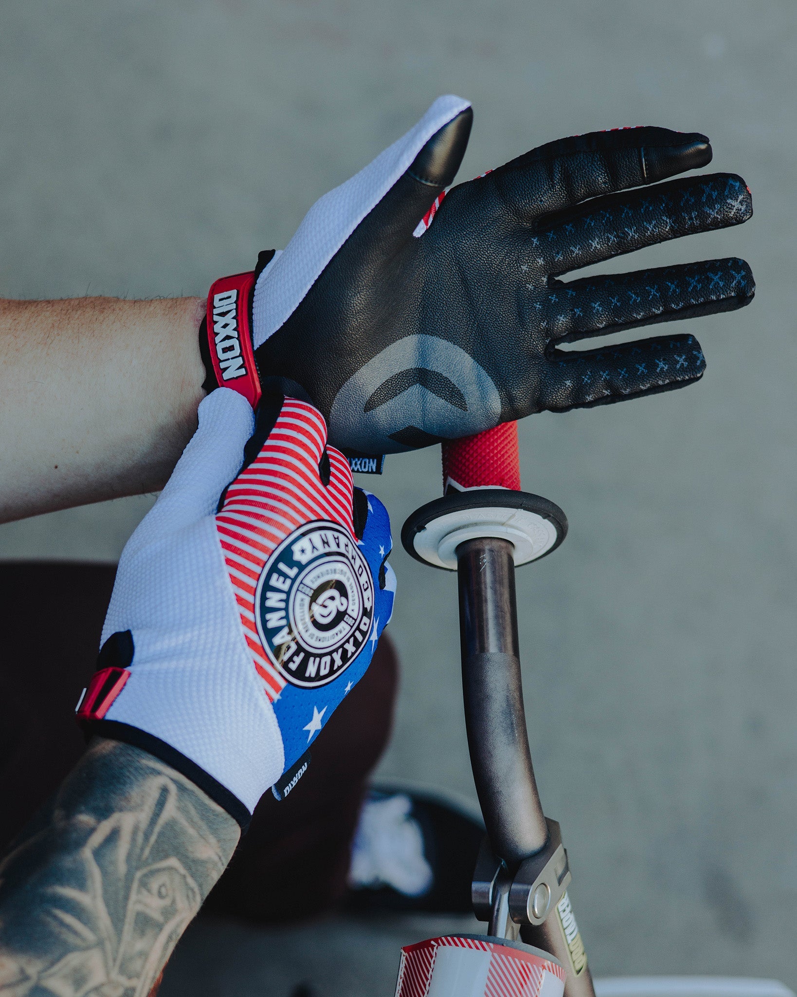 Traditions of Rebellion Moto Gloves - Red, White, & Blue - Dixxon Flannel Co.