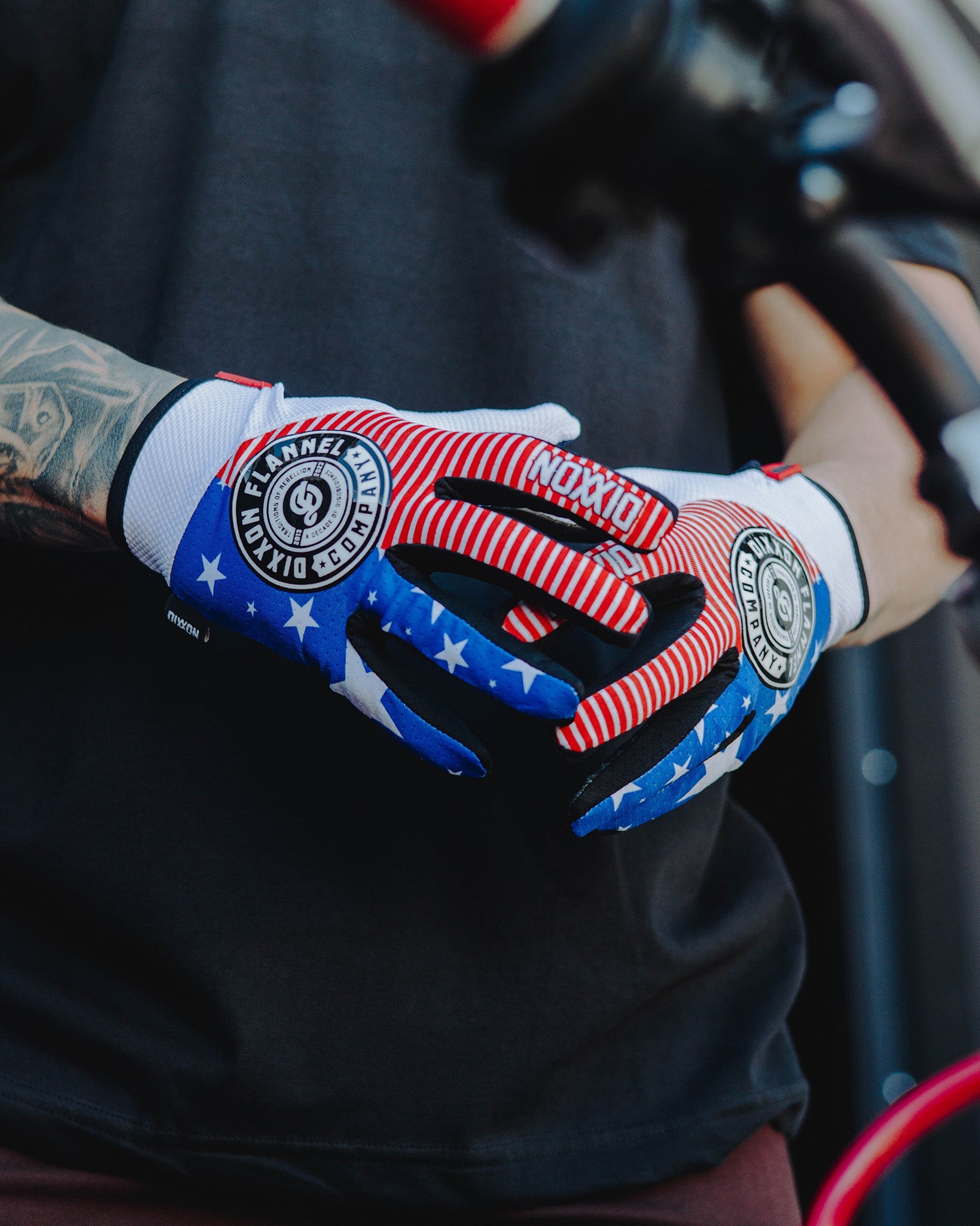 Traditions of Rebellion Moto Gloves - Red, White, & Blue - Dixxon Flannel Co.