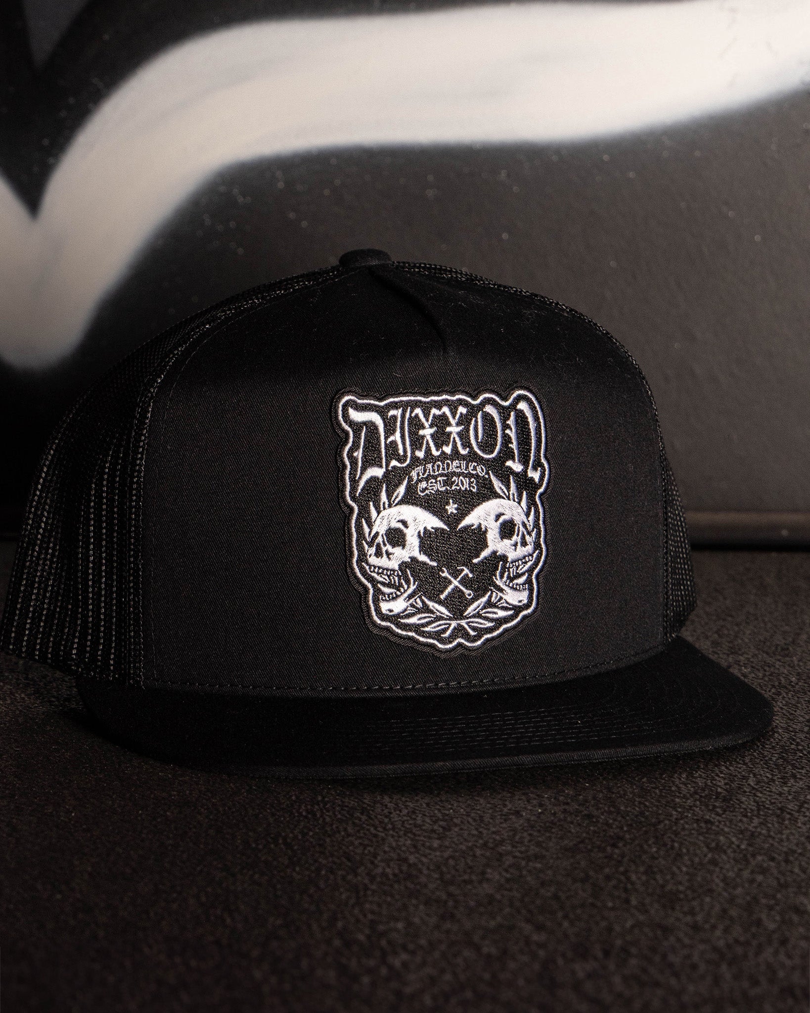 Two Faced Flat Bill Trucker Snapback - White & Black | Dixxon