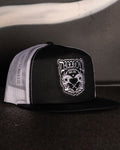 Two Faced Flat Bill Trucker Snapback - White & Black