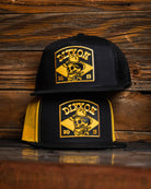 Vaquero Flat Bill Trucker Snapback - Black & Yellow - Dixxon Flannel Co.