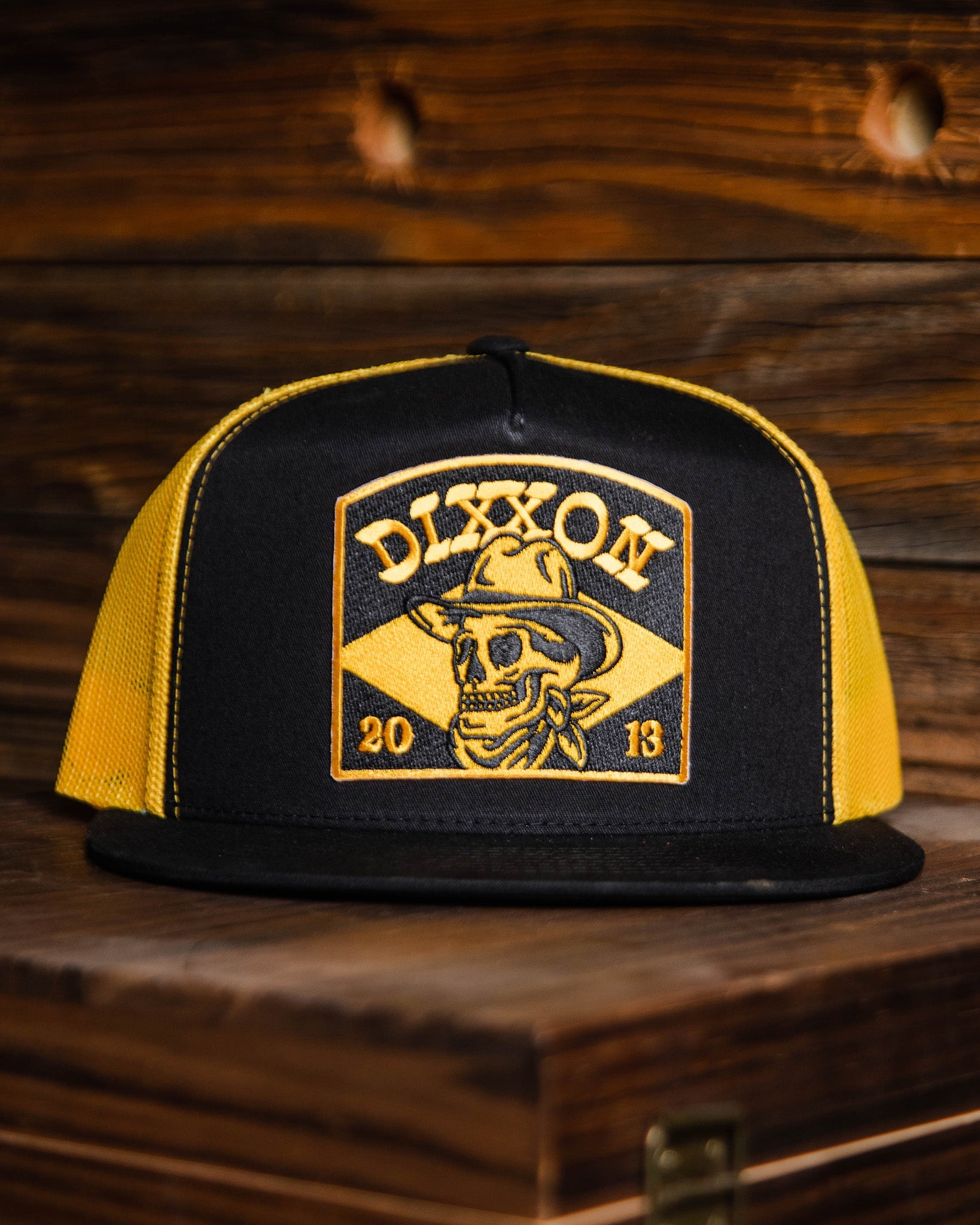 Vaquero Flat Bill Trucker Snapback - Black & Yellow - Dixxon Flannel Co.