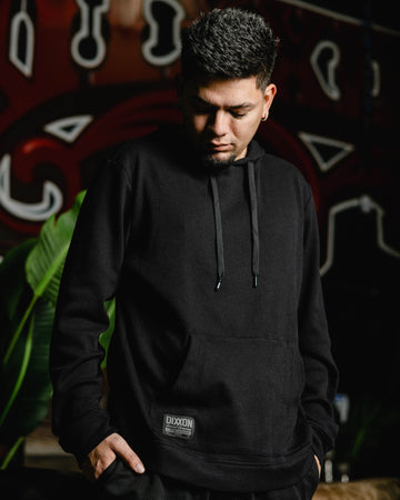【NIL DUE】 PULLOVER WAFFLE HOODIE / BLK waffle-knit-pullover-hoodie-