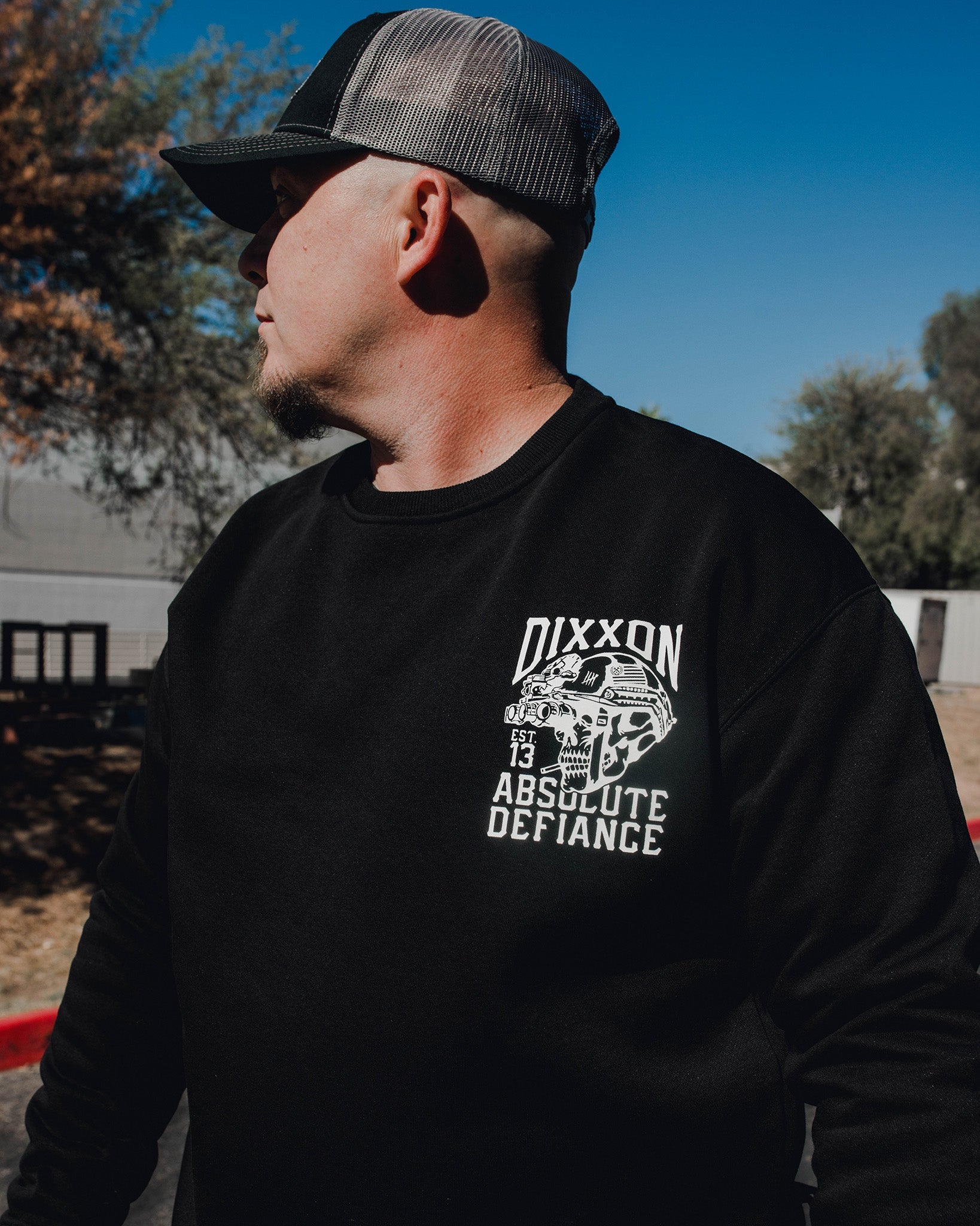 White Absolute Defiance Crewneck Sweatshirt - Black - Dixxon Flannel Co.