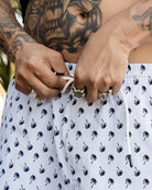 White & Black Royal Palms 7" Boardshorts - Dixxon Flannel Co.