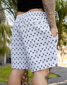 White & Black Royal Palms 7" Boardshorts - Dixxon Flannel Co.