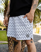 White & Black Royal Palms 7" Boardshorts - Dixxon Flannel Co.