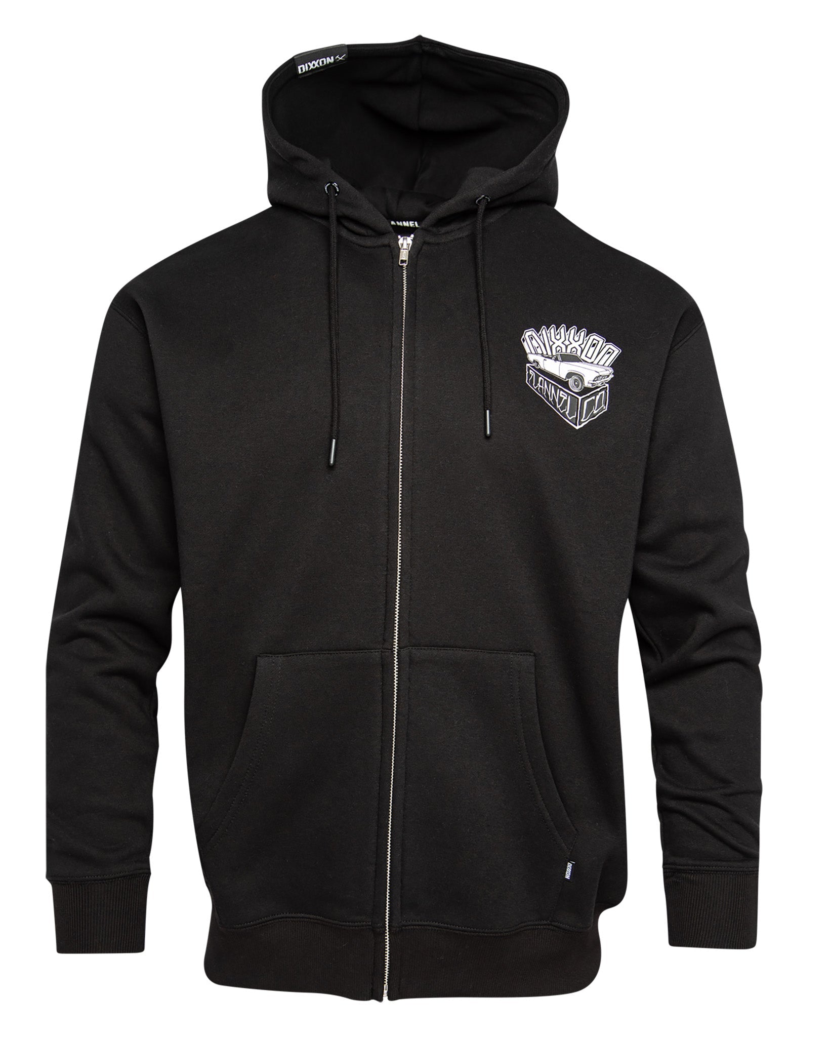 White Block Zip Up Hoodie - Black - Dixxon Flannel Co.