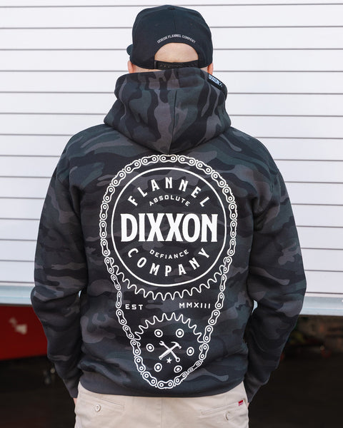White Chain Driven Zip Up Hoodie - Black Camo | Dixxon Flannel Co.