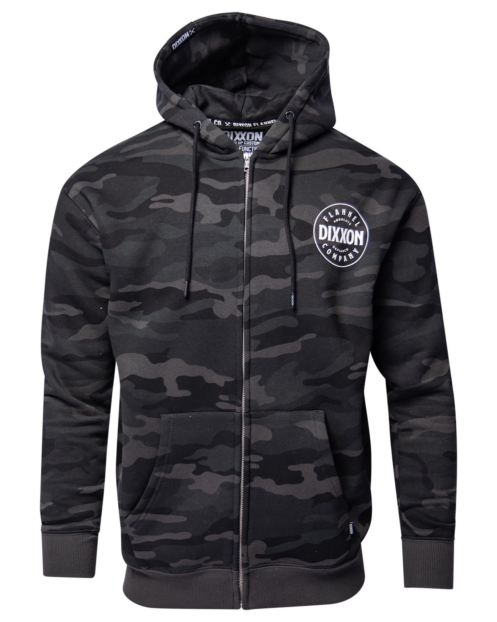 White Chain Driven Zip Up Hoodie - Black Camo - Dixxon Flannel Co.
