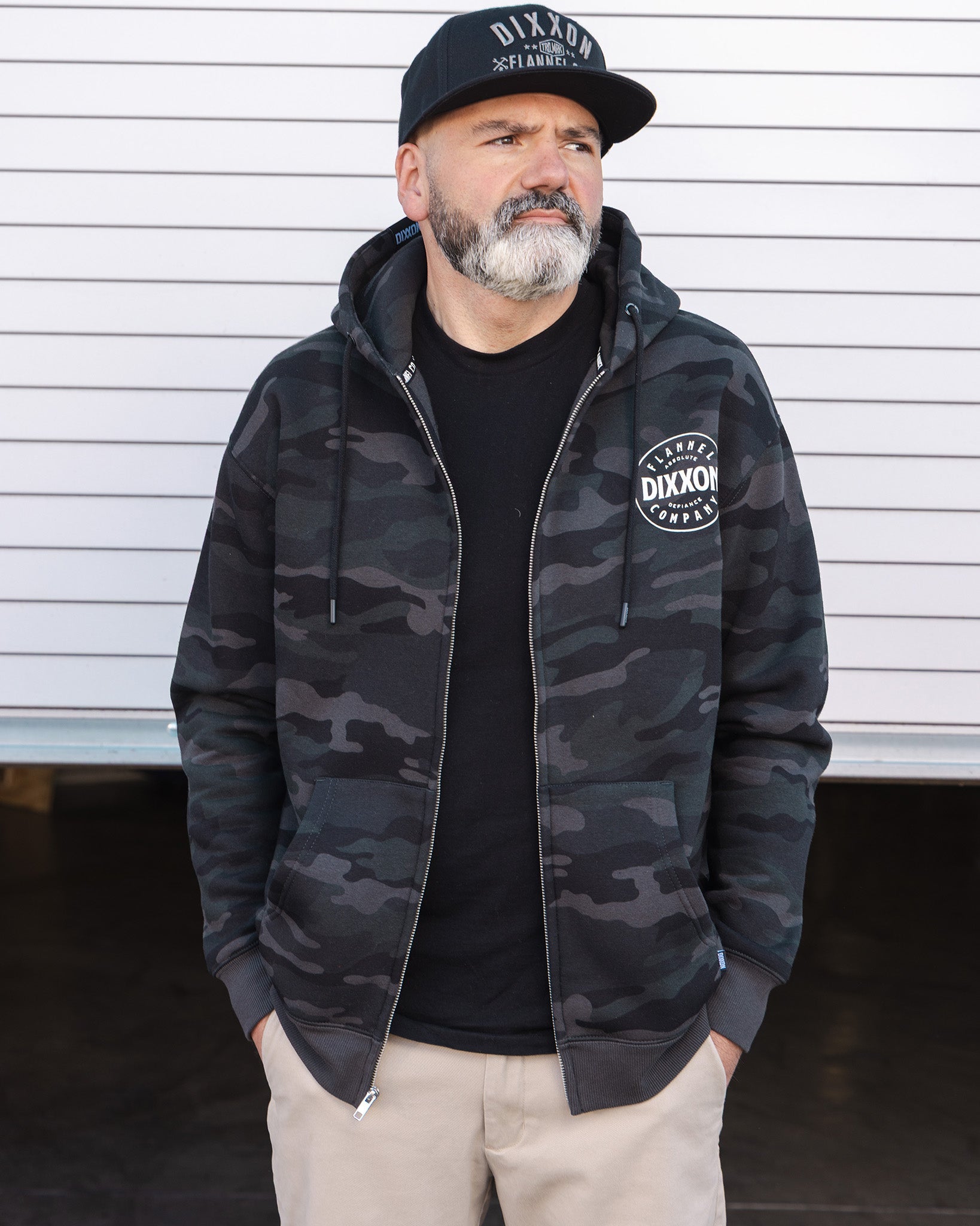 White Chain Driven Zip Up Hoodie - Black Camo | Dixxon Flannel Co.