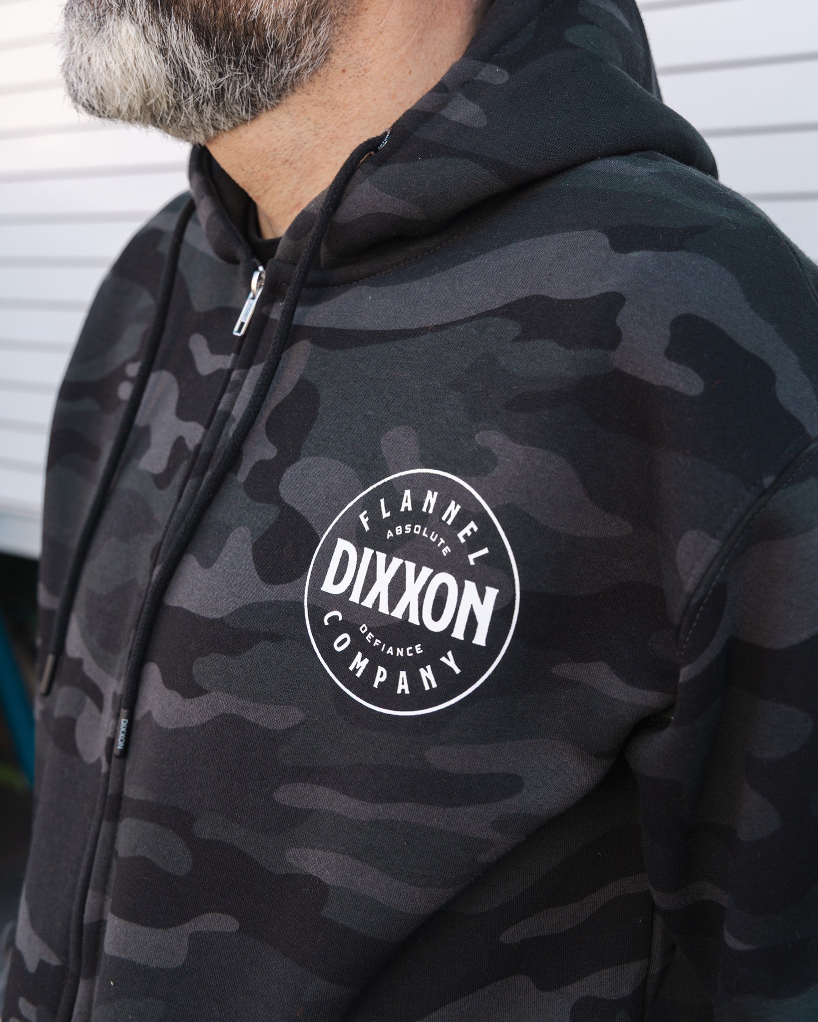 White Chain Driven Zip Up Hoodie - Black Camo - Dixxon Flannel Co.