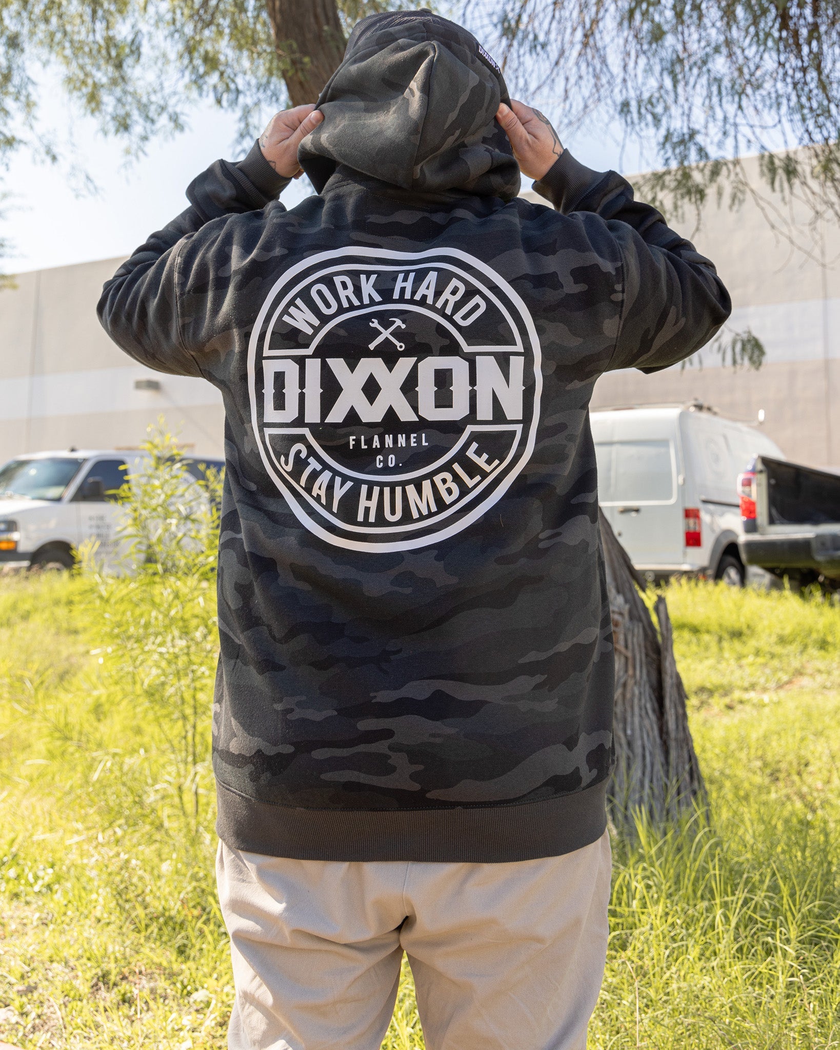 White Corpo Zip Up Hoodie - Black Camo - Dixxon Flannel Co.