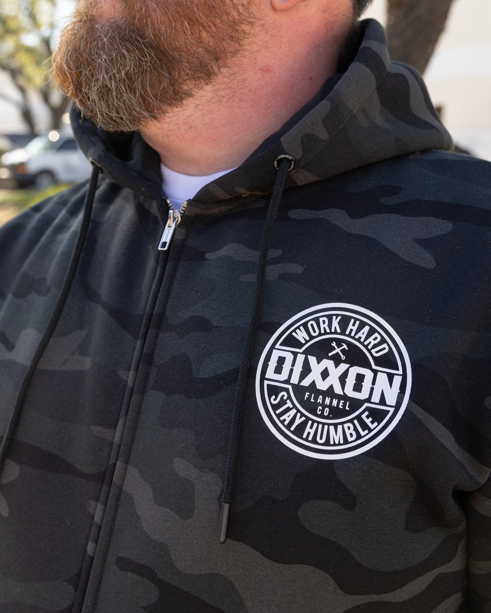 White Corpo Zip Up Hoodie - Black Camo | Dixxon Flannel Co.