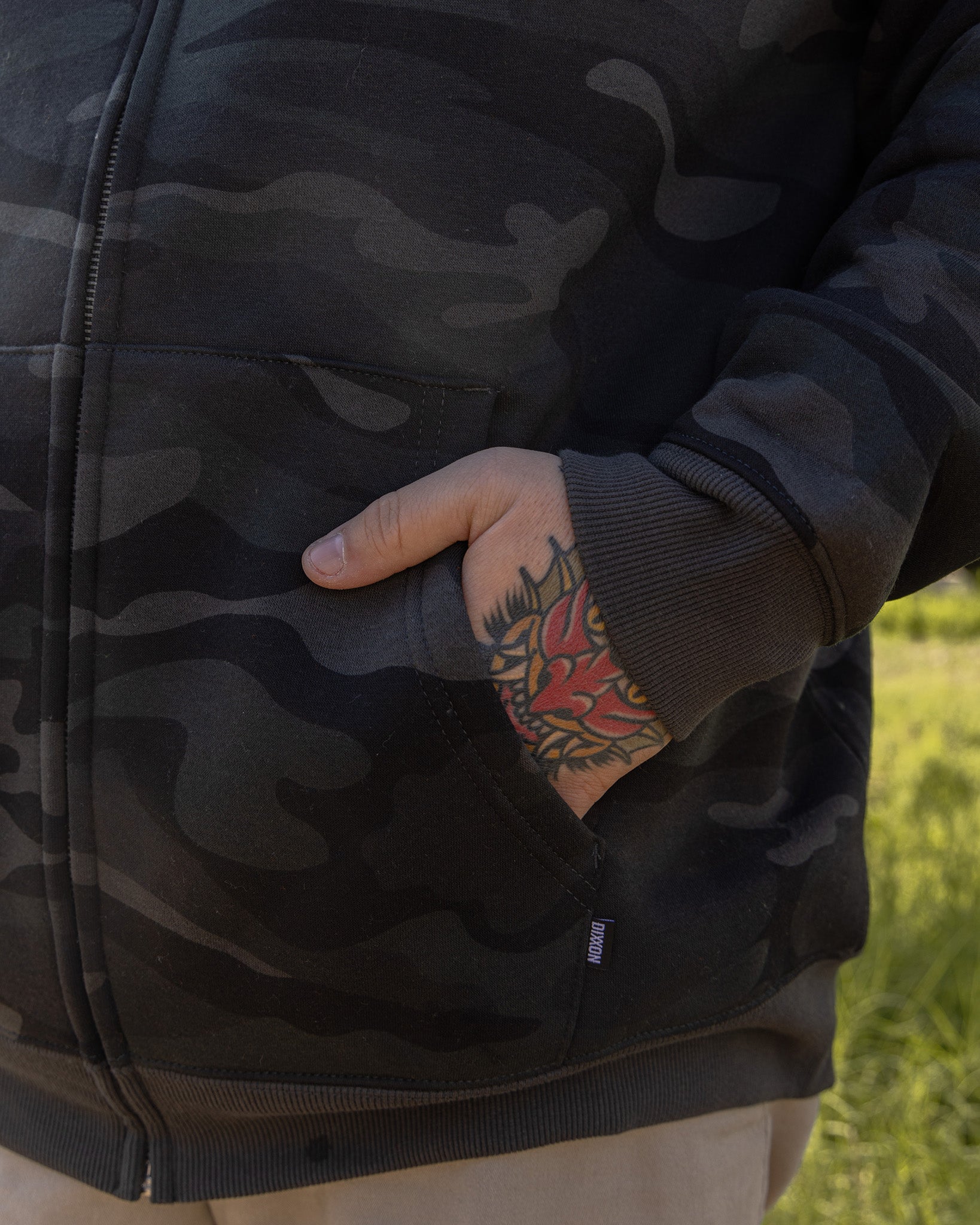White Corpo Zip Up Hoodie - Black Camo | Dixxon Flannel Co.