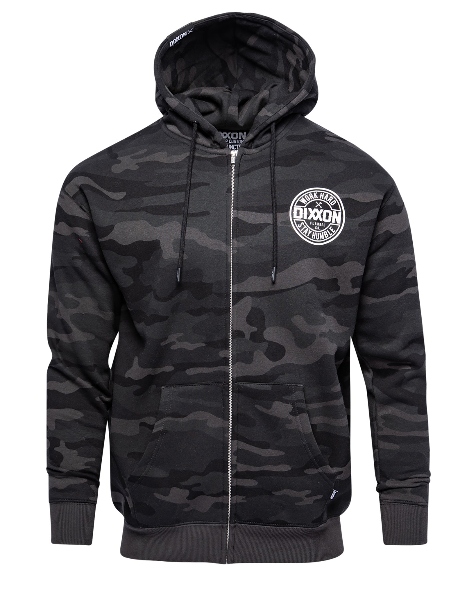 White Corpo Zip Up Hoodie - Black Camo | Dixxon Flannel Co.
