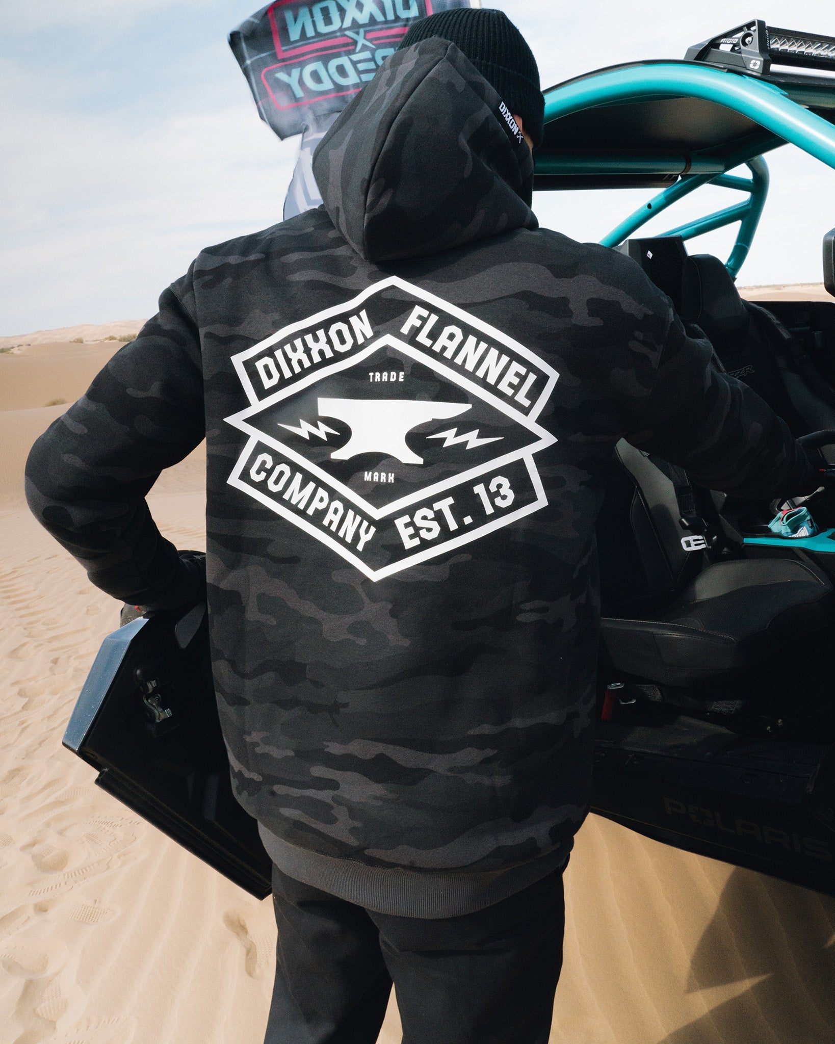 White Forged Zip Up Hoodie - Black Camo - Dixxon Flannel Co.