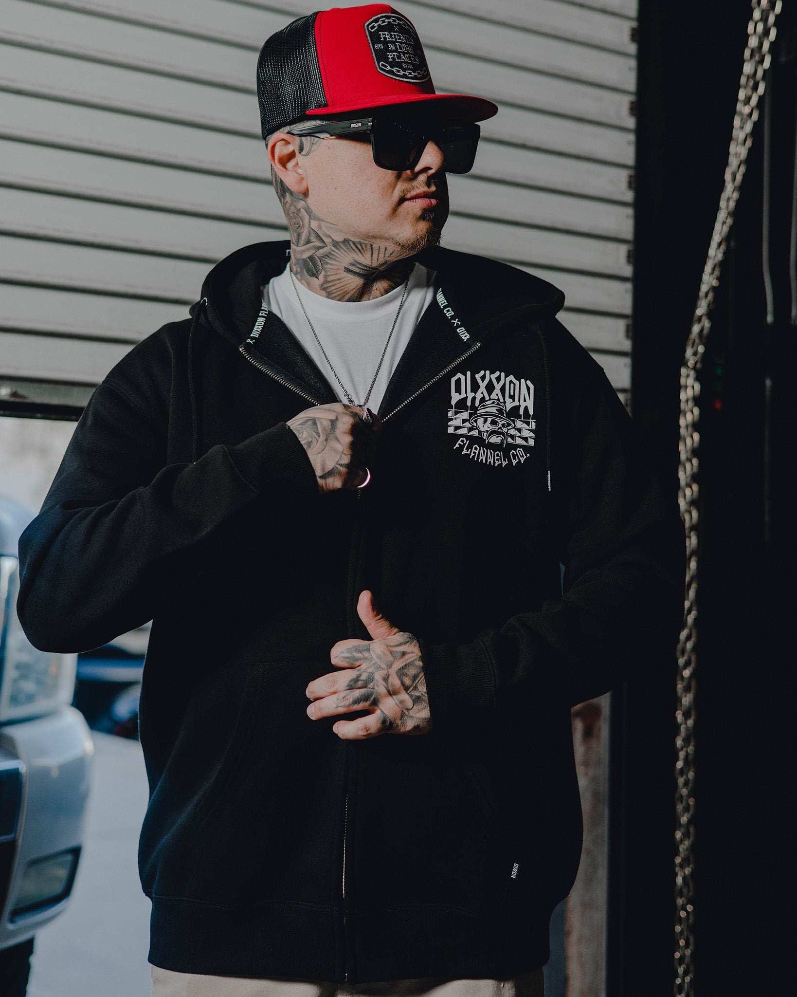 White Hector Zip Up Hoodie - Black | Dixxon Flannel Co.