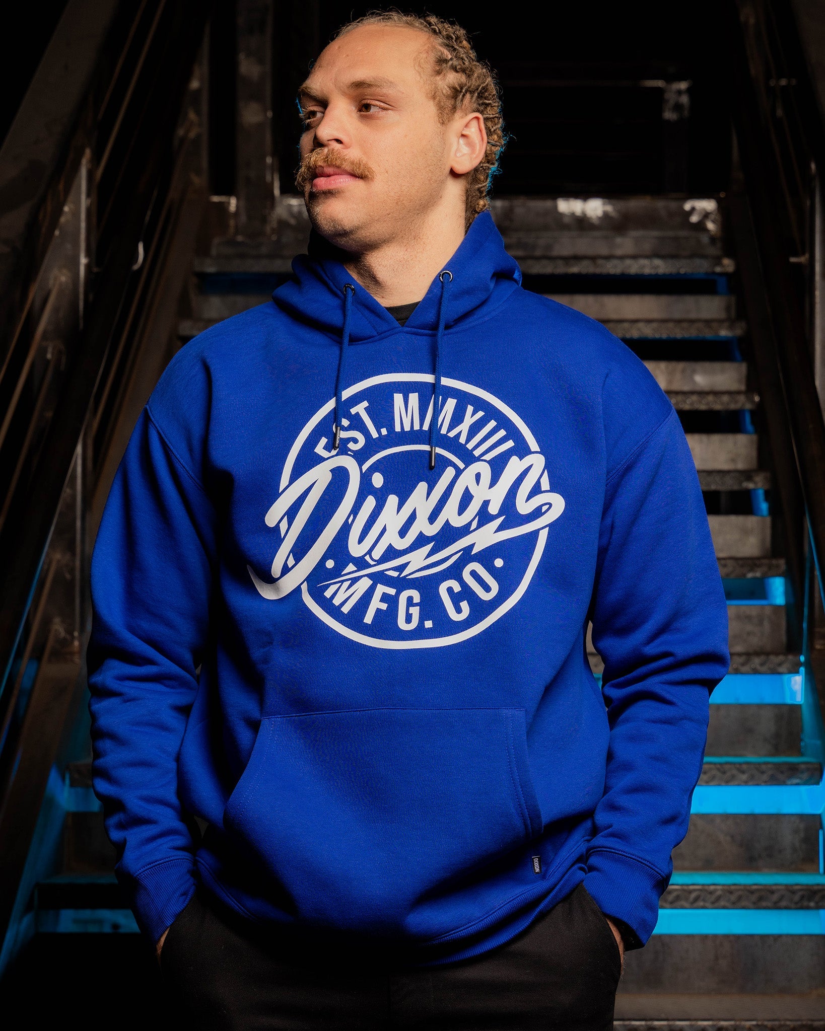White MFG Pullover Hoodie - Blue - Dixxon Flannel Co.