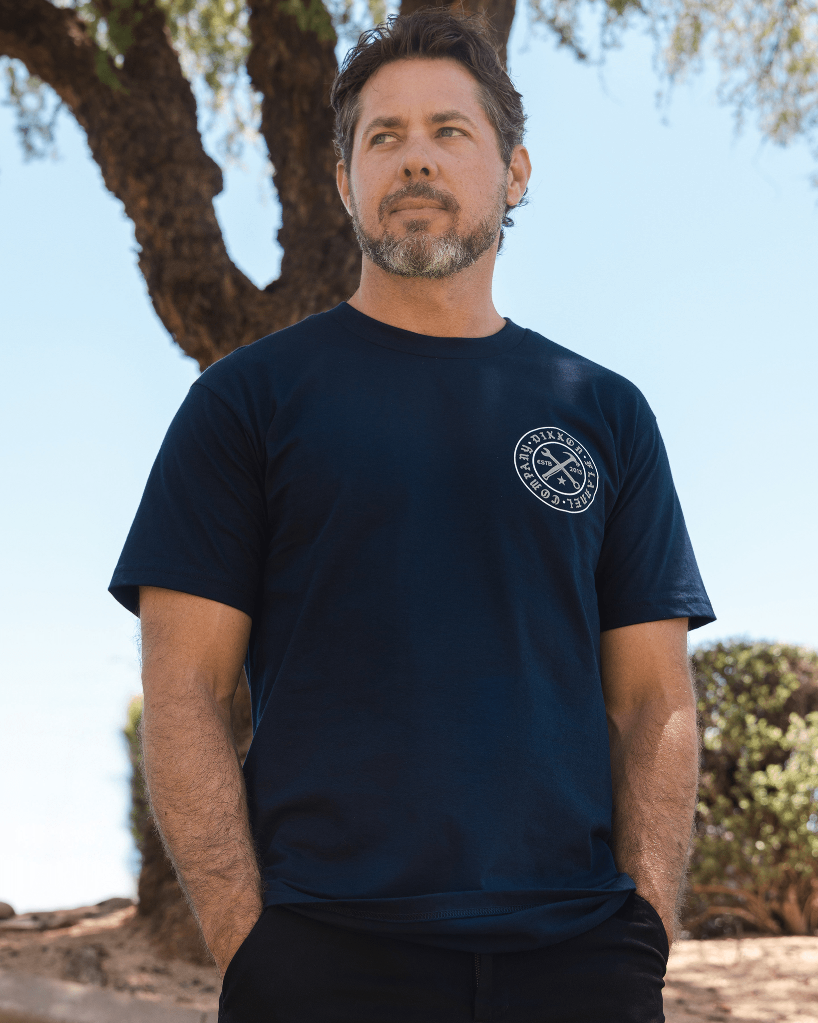 White Nameplate T-Shirt - Navy - Dixxon Flannel Co.