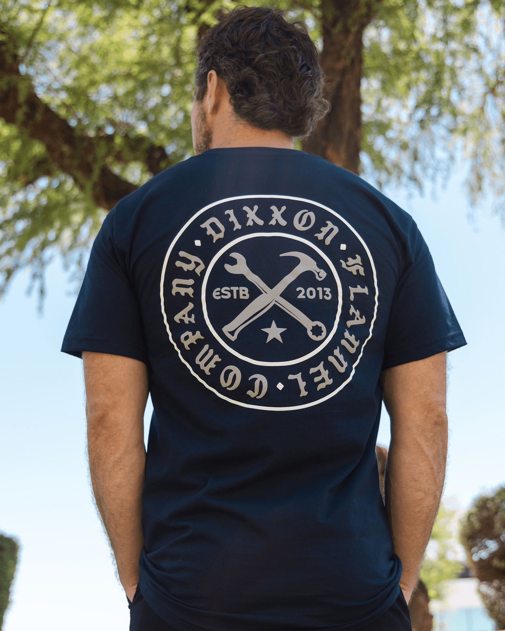 White Nameplate T-Shirt - Navy - Dixxon Flannel Co.