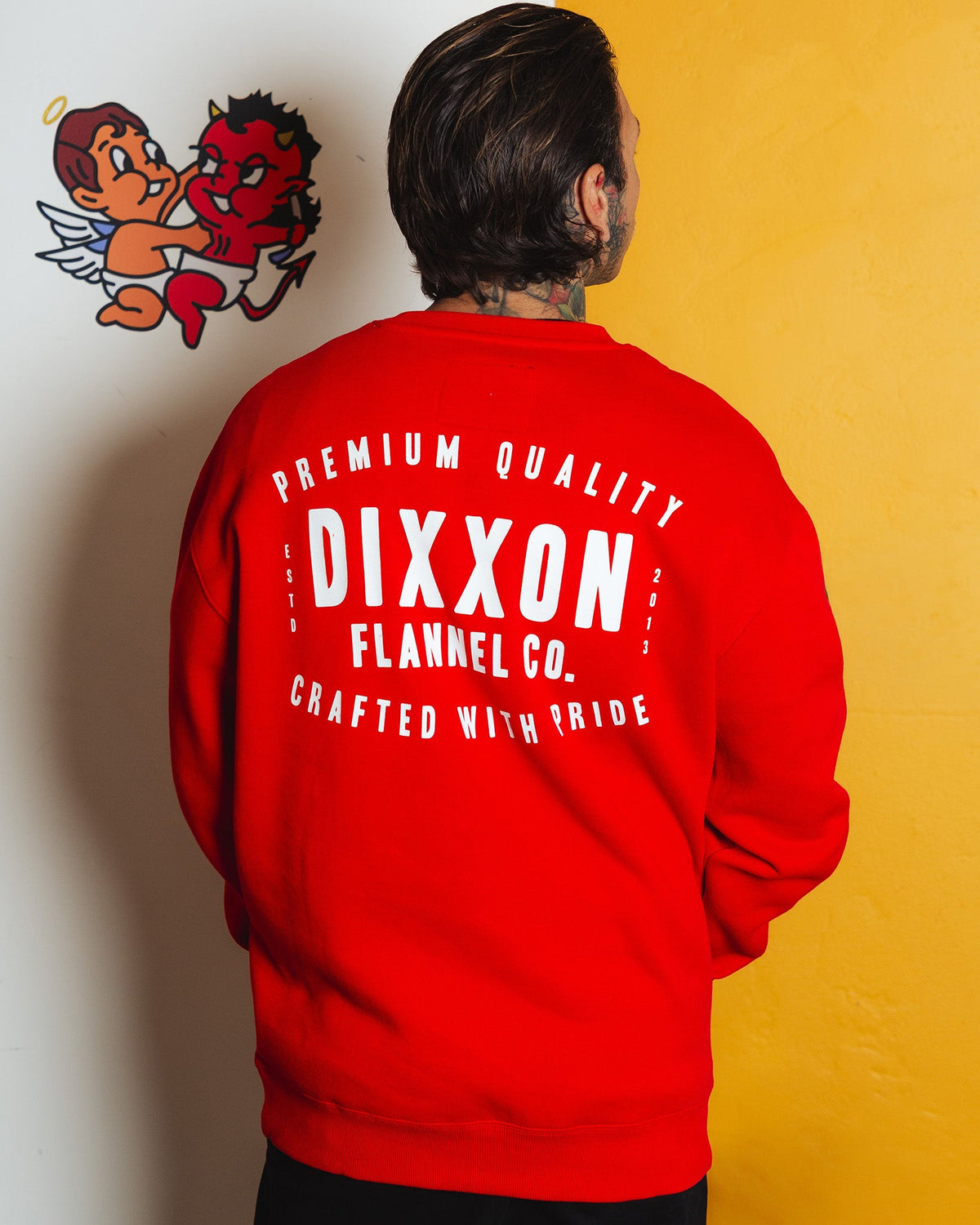 White Over Under Crewneck Sweatshirt - Red - Dixxon Flannel Co. view 1