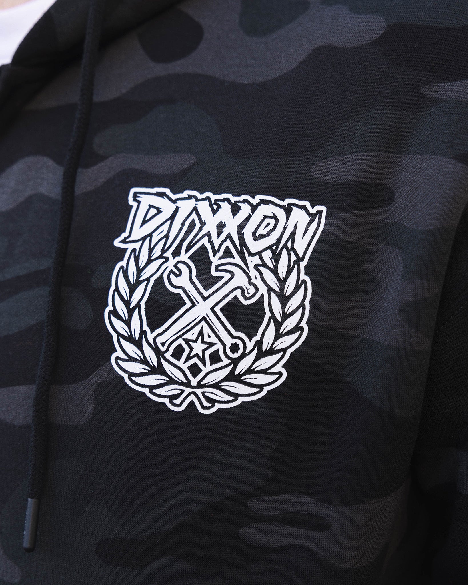 White Party Crest Zip Up Hoodie - Black Camo - Dixxon Flannel Co.