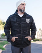 White Party Crest Zip Up Hoodie - Black Camo - Dixxon Flannel Co.