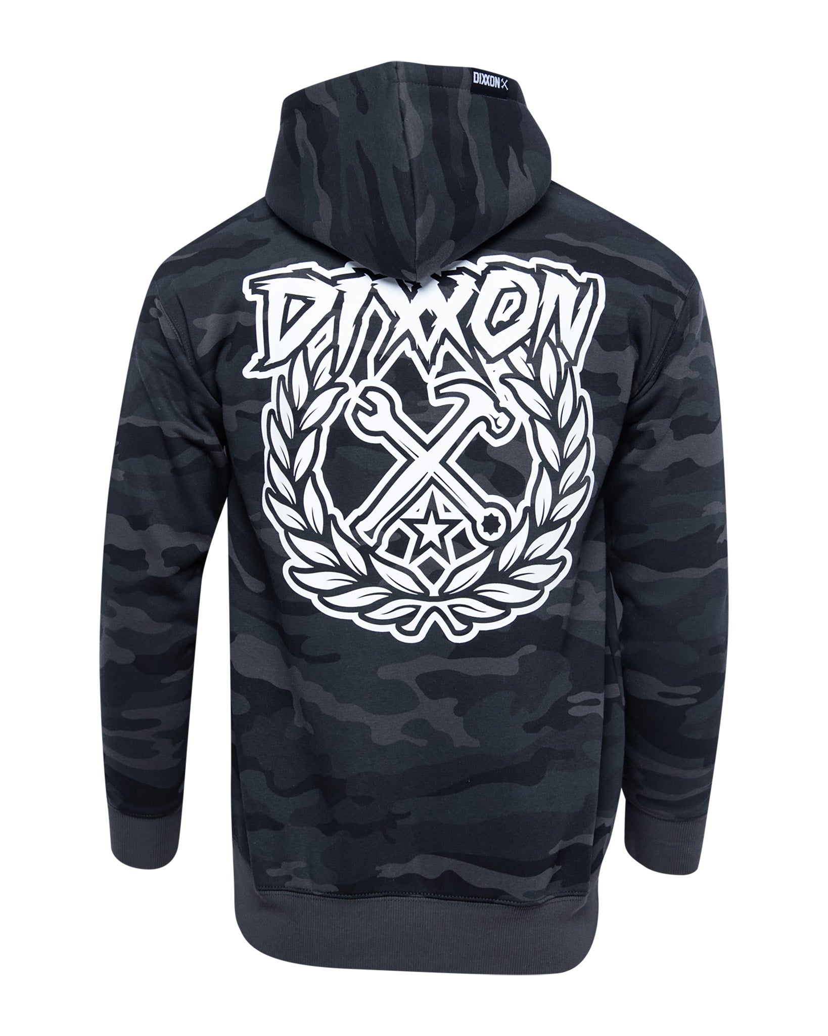 White Party Crest Zip Up Hoodie - Black Camo | Dixxon Flannel Co.