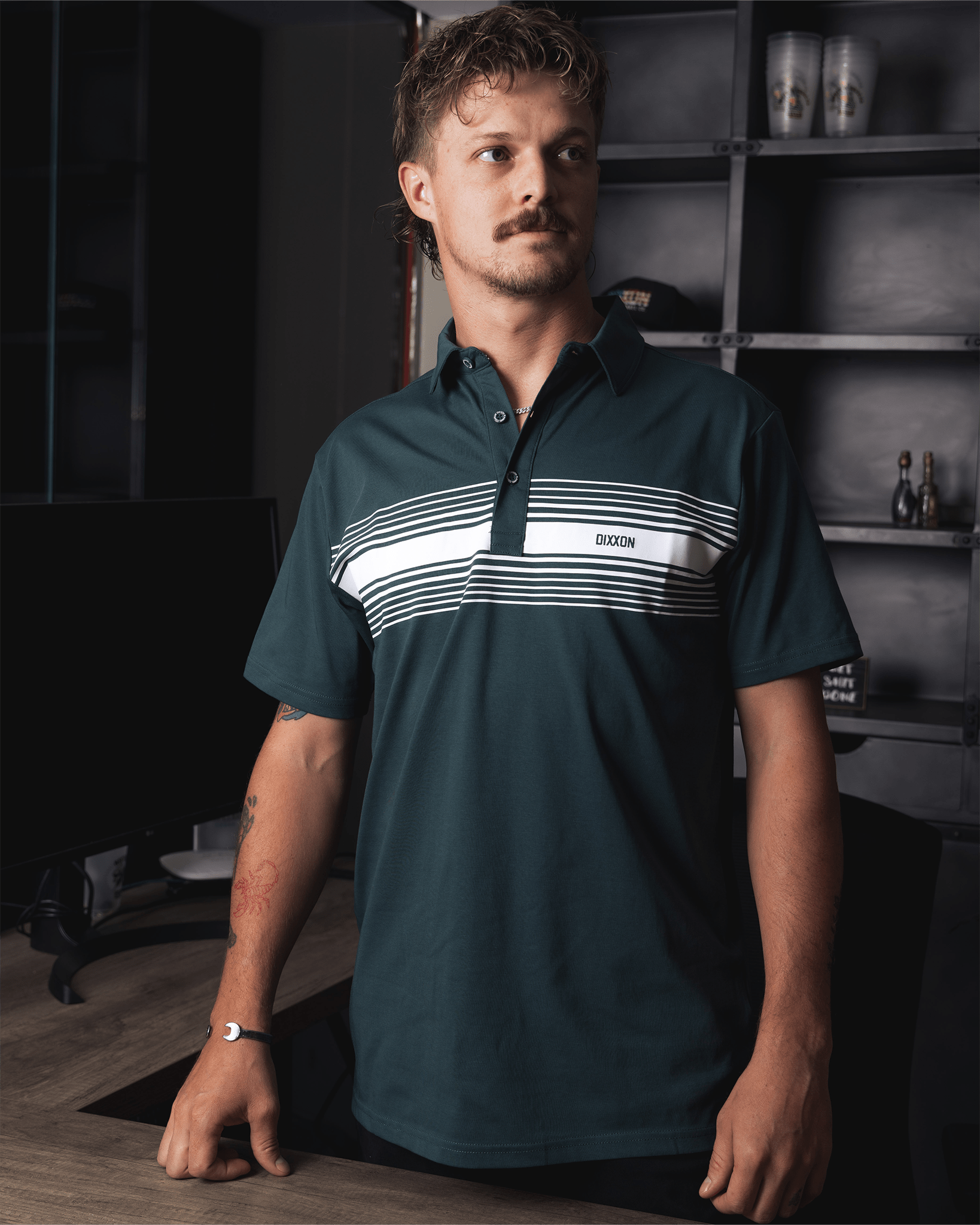 White Stripe Premium Polo - Green - Dixxon Flannel Co. view 1