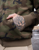 White Work Hard Badge Zip Up - Camo - Dixxon Flannel Co.