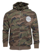 White Work Hard Badge Zip Up - Camo - Dixxon Flannel Co.