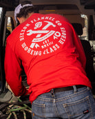 White Working Class Badge Long Sleeve T-Shirt - Red - Dixxon Flannel Co.