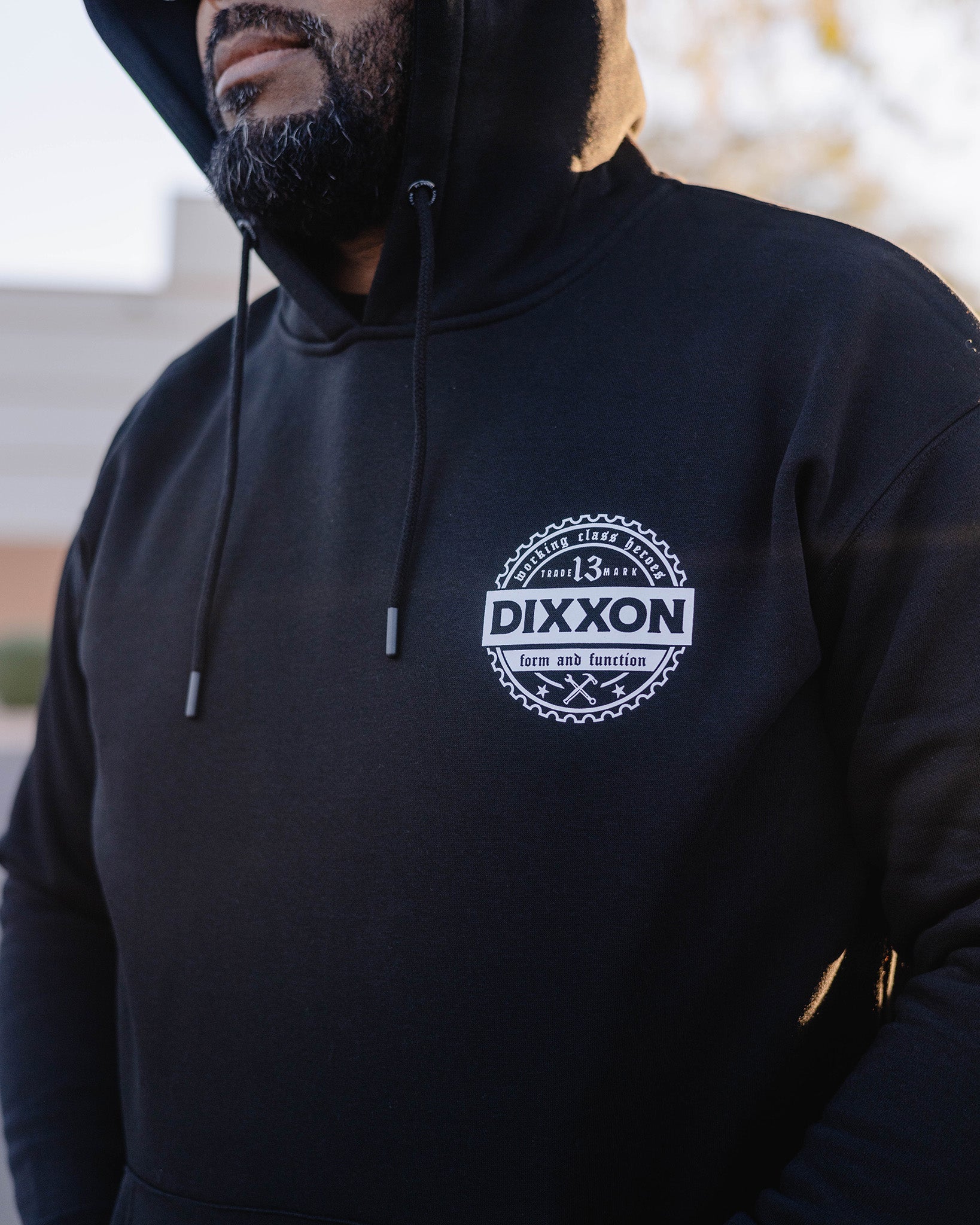 White Working Class Gear Pullover Hoodie - Black | Dixxon Flannel Co.