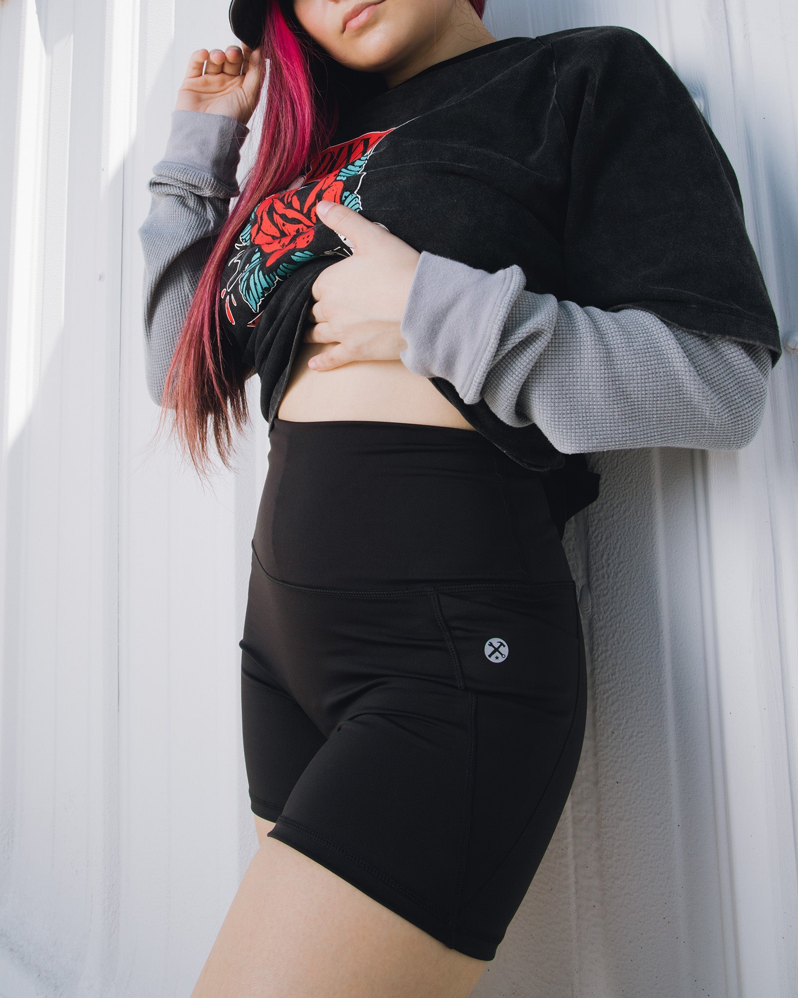 Plus Size Biker Shorts With Flannel Women's 4