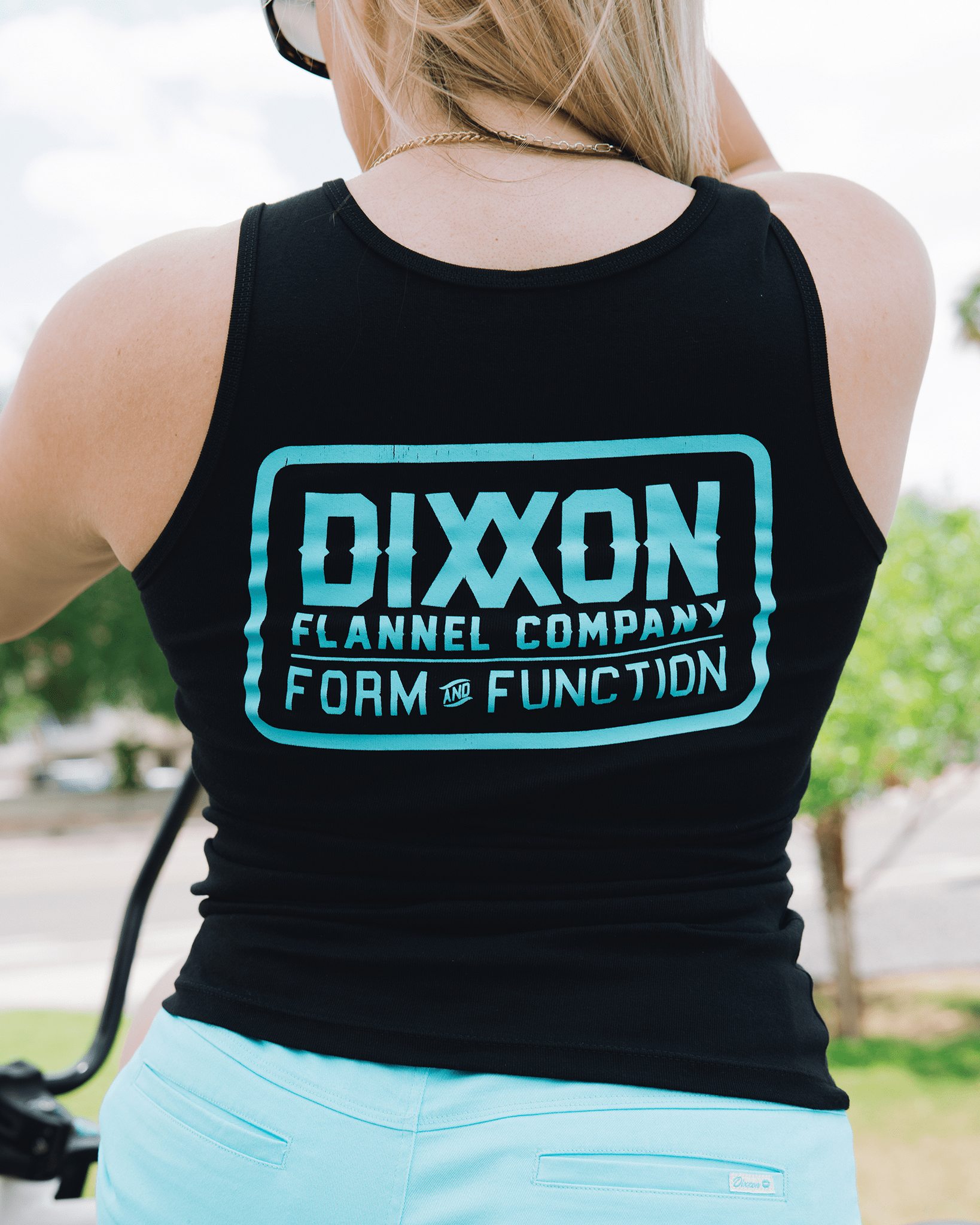 Women's Aqua Classic Logo Fitted Tank - Black - Dixxon Flannel Co.