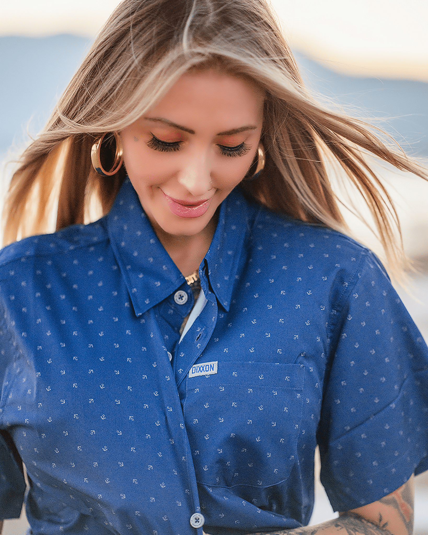Women's Avery Short Sleeve - Blue & Gray - Dixxon Flannel Co.