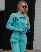Women's Black Checkers Crewneck Sweatshirt - Tiffany - Dixxon Flannel Co.