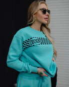 Women's Black Checkers Crewneck Sweatshirt - Tiffany - Dixxon Flannel Co.