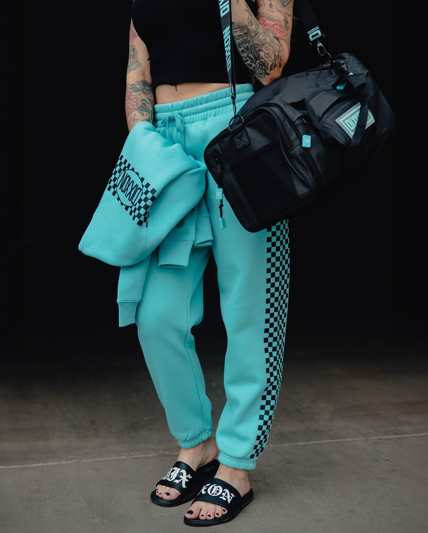 Women's Black Checkers Sweatpants - Tiffany - Dixxon Flannel Co.