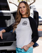 Women's Black Nuevo Corpo Raglan 3/4 Tee - White - Dixxon Flannel Co.