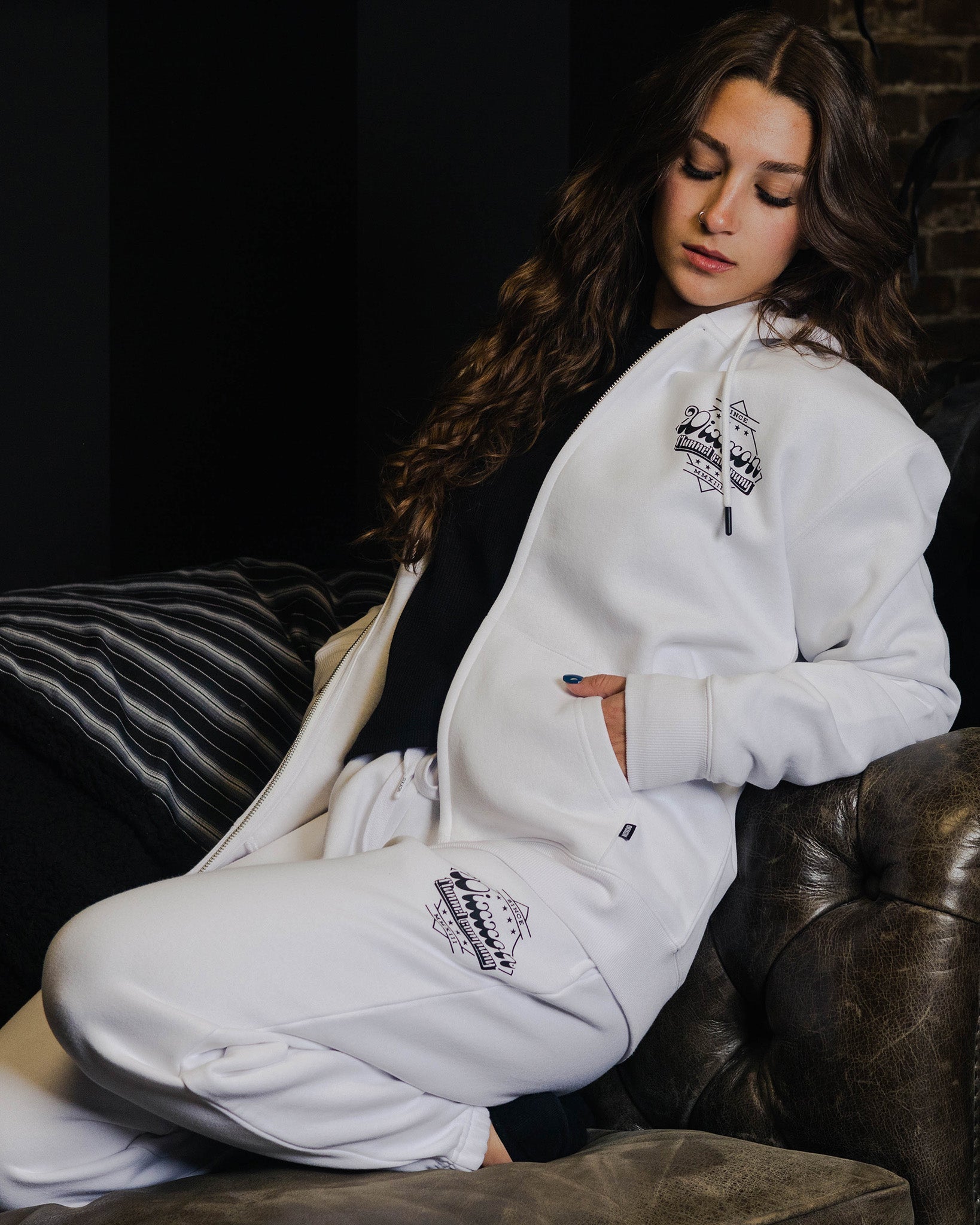 Women's Black Stardust Zip Up Hoodie - White | Dixxon Flannel Co.