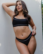 Women's Black & White Coastline Bikini Top - Dixxon Flannel Co.
