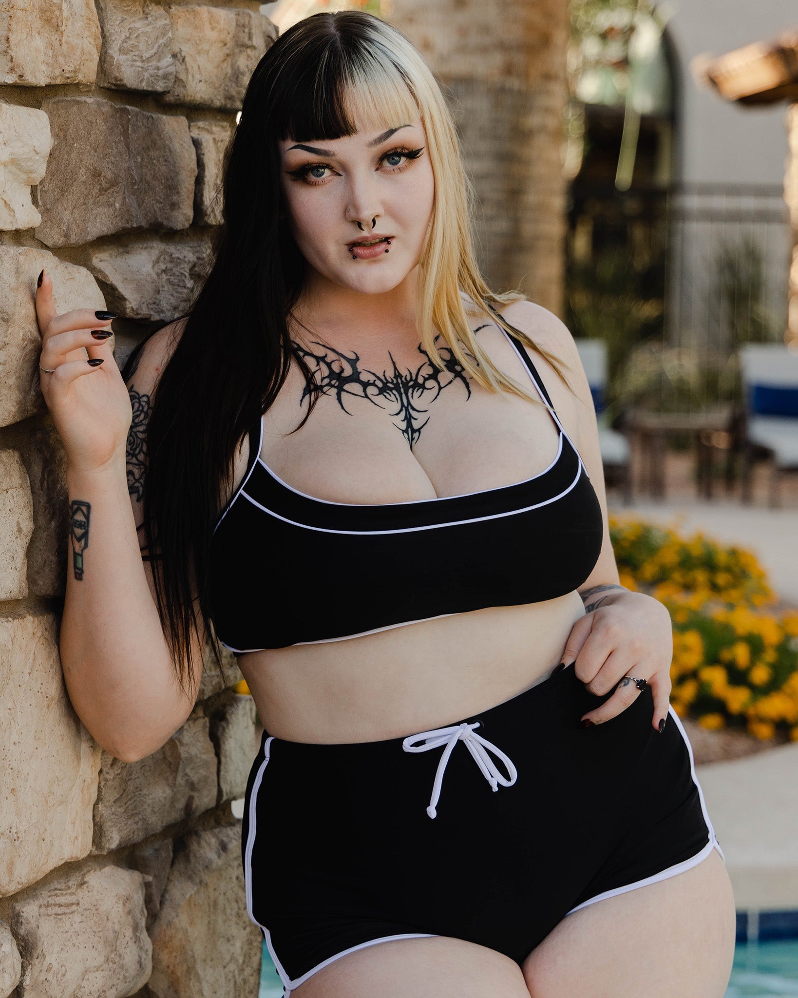 Women's Black & White Coastline Bikini Top - Dixxon Flannel Co.
