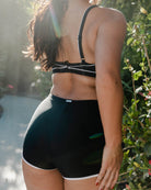 Women's Black & White Coastline Gym - to - Swim Shorts - Dixxon Flannel Co.